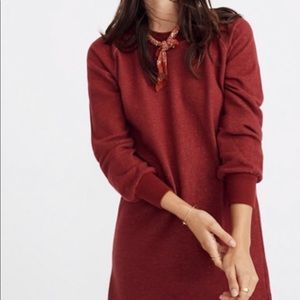 Madewell Bubble Sleeve Sweatshirt Dress, Red
